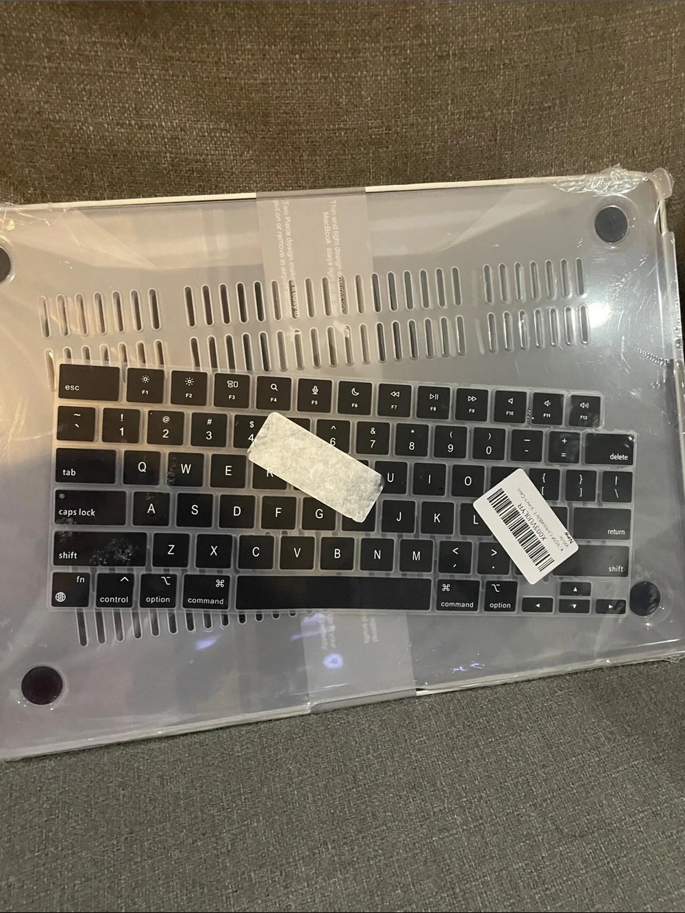 For MacBook Air 15” White Croc Texture Laptop Case with Black Keyboard Cover